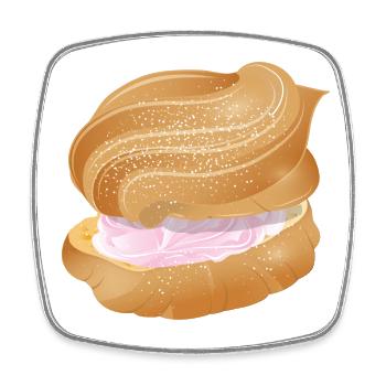 mit rosa Sahne gefüllter Windbeutel Illustration - Viereckiger Kühlschrankmagnet - Weiß - Vorne