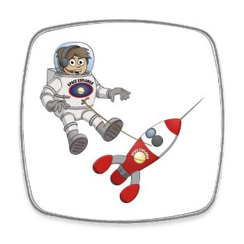 Space explorer “The astronaut and hisspaceship" - Square fridge magnet - white - Front
