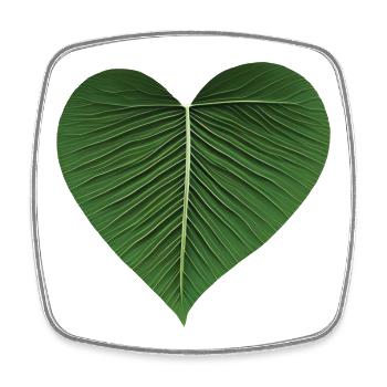 Green Leaf Heart - Square fridge magnet - white - Front