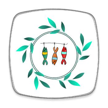 SARDINE. FISH. APRIL FOOL. EASTER. SEA - Square fridge magnet - white - Front