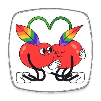 cherry, queer, cherry, hugging - Square fridge magnet - white - Front