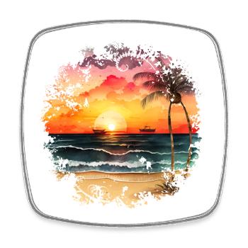 Sonnenuntergang zum tropischen Strand - Viereckiger Kühlschrankmagnet - Weiß - Vorne