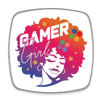Gamer Girl Beautiful Gaming Afro Girl - Magnet carré - blanc - Devant