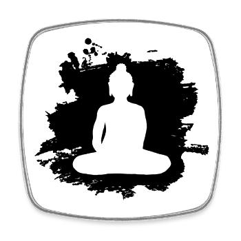 Yoga Bouddha Yogi Art - Magnet carré - blanc - Devant