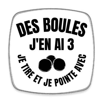 pétanque, club de pétanque, bouliste - Magnet carré - blanc - Devant
