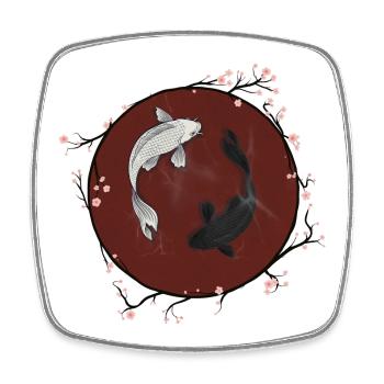 Yin Yang Koi Teich - Viereckiger Kühlschrankmagnet - Weiß - Vorne