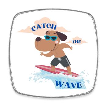 Catch the wave - Cute Beach Vibes T-Shirt - Square fridge magnet - white - Front