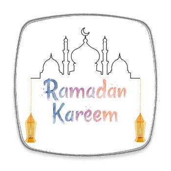 Ramadan Kareem Aquarelle Arc en Ciel - Magnet carré - blanc - Devant