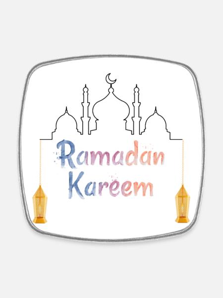 Ramadan Kareem Aquarelle Arc en Ciel - Magnet carré - blanc