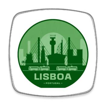 Lisboa Bridges Silhouette Trains - Square fridge magnet - white - Front
