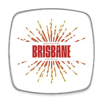 Brisbane Sunburst Logo - Square fridge magnet - white - Front