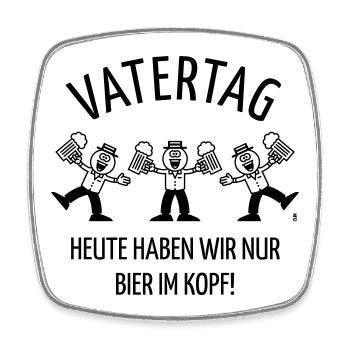 Vatertag – Bier Im Kopf (Karikatur / Tanz / 1C) - Viereckiger Kühlschrankmagnet - Weiß - Vorne