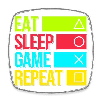 Eat Sleep Game Repeat - Square fridge magnet - white - Front