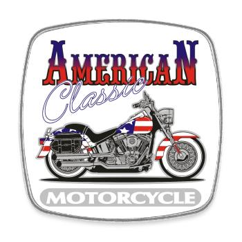 Klassisches amerikanisches Motorrad - Viereckiger Kühlschrankmagnet - Weiß - Vorne