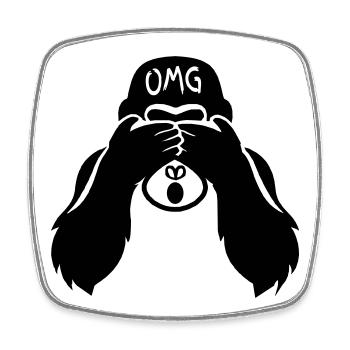 Funny Monkey - Gorilla OMG Teacher - Square fridge magnet - white - Front