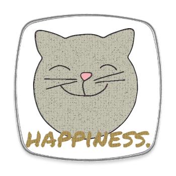 Cat Happiness - Square fridge magnet - white - Front