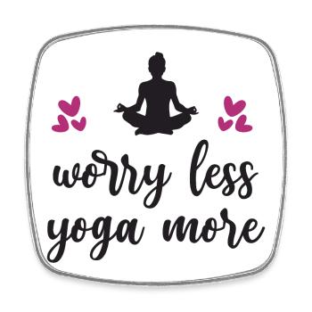 Worry Less Yoga More - Square fridge magnet - white - Front