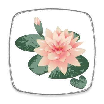Water lily blossom with bud in water lily pond - Square fridge magnet - white - Front