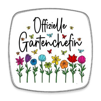 Garten Chefin Gartenarbeit Offizielle Gartenchefin - Viereckiger Kühlschrankmagnet - Weiß - Vorne