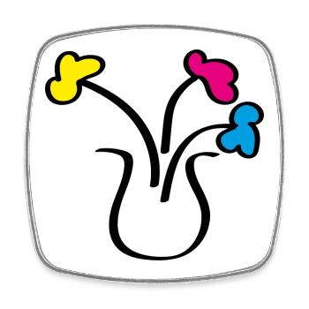 Abstract drawing flowers in a vase - Square fridge magnet - white - Front