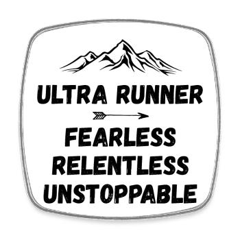 Ultra Runner - Intrépide. Implacable. Imparable. - Magnet carré - blanc - Devant