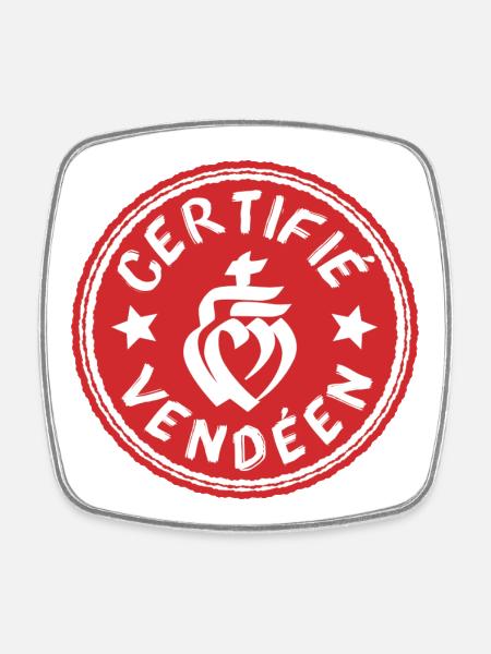 Logo certifié vendéen rouge et blanc - Magnet carré - blanc