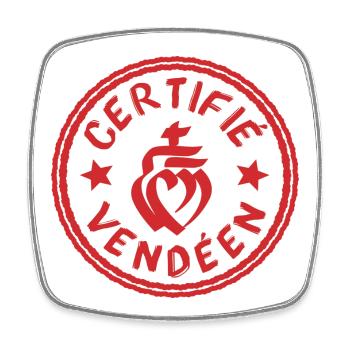 Logo certifié vendéen blanc rouge - Magnet carré - blanc - Devant