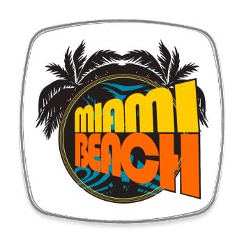 Miami Beach Retro Palms - Square fridge magnet - white - Front