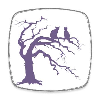 Toter baum mit 2 Katzen Silhouette - Viereckiger Kühlschrankmagnet - Weiß - Vorne
