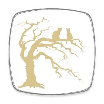 Toter baum mit 2 Katzen Silhouette - Viereckiger Kühlschrankmagnet - Weiß - Vorne
