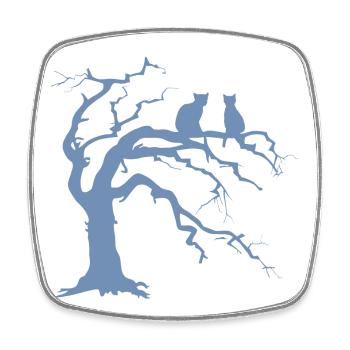 Toter baum mit 2 Katzen Silhouette - Viereckiger Kühlschrankmagnet - Weiß - Vorne