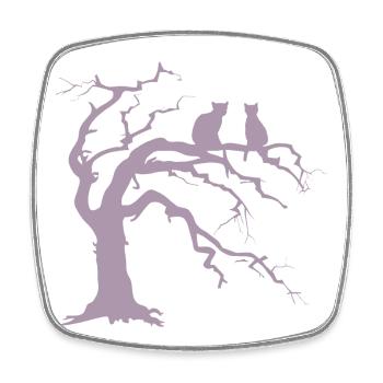 Toter baum mit 2 Katzen Silhouette - Viereckiger Kühlschrankmagnet - Weiß - Vorne