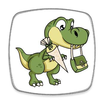 Dino Schultüte Schultasche Dinosaurier Einschulung - Viereckiger Kühlschrankmagnet - Weiß - Vorne