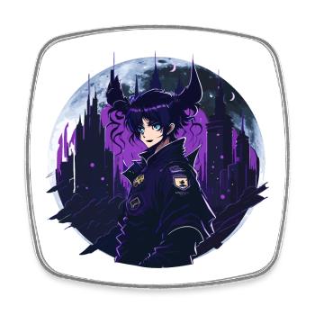 Anime Gothic Moon Girl - Viereckiger Kühlschrankmagnet - Weiß - Vorne