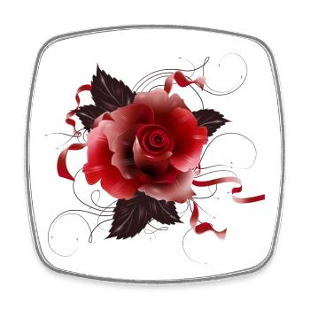 beautiful red rose with delicate ribbons - Square fridge magnet - white - Front