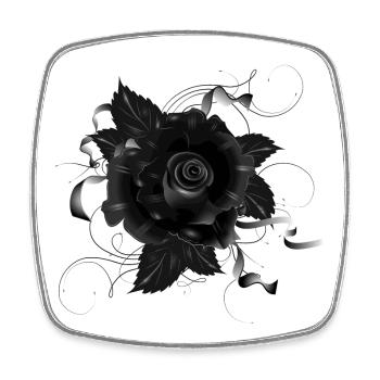 schwarze Gothic Rose mit dunklen Bändern - Viereckiger Kühlschrankmagnet - Weiß - Vorne
