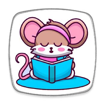 Leseratte Bücherwurm Maus - Viereckiger Kühlschrankmagnet - Weiß - Vorne