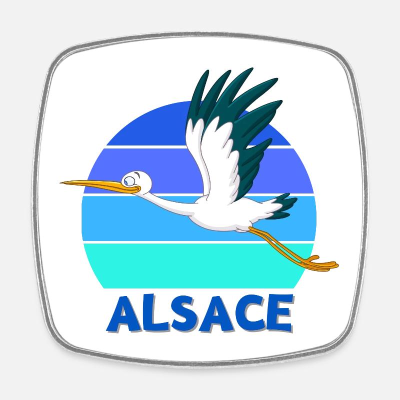 ALSACE, Alsace, Alsacien, Strasbourg - Magnet carré - blanc