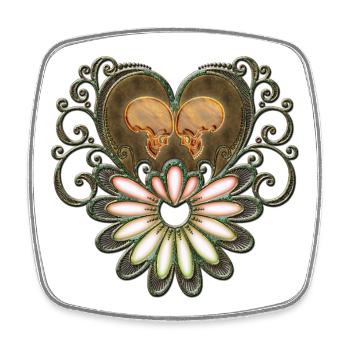 Wonderful heart with skulls - Square fridge magnet - white - Front