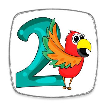 2 birthday 2 years old with animal motif - two - Square fridge magnet - white - Front