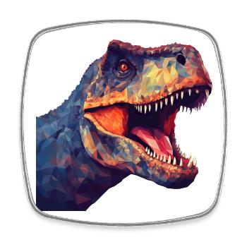 Dinosaurier T-Rex im Polygon-Stil - Viereckiger Kühlschrankmagnet - Weiß - Vorne