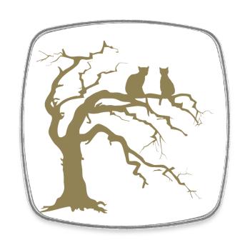 Toter baum mit 2 Katzen Silhouette - Viereckiger Kühlschrankmagnet - Weiß - Vorne