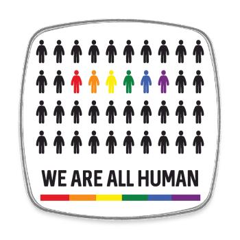 Mois de la fierté LGBTQ - Nous sommes tous humains - Magnet carré - blanc - Devant