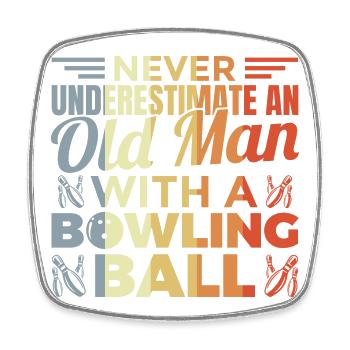 Alter Bowlingspieler - Viereckiger Kühlschrankmagnet - Weiß - Vorne