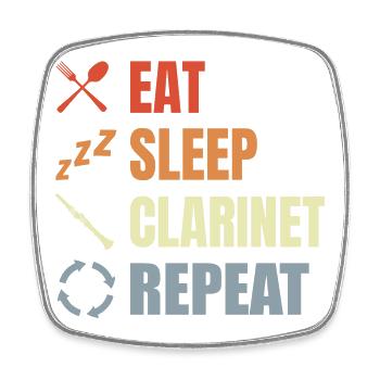 Manger Sommeil Clarinette Répéter - Magnet carré - blanc - Devant