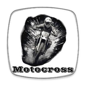 Motocross - Viereckiger Kühlschrankmagnet - Weiß - Vorne