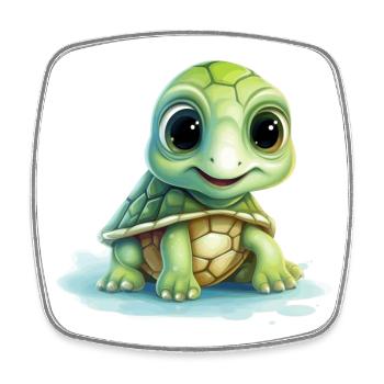 little cute turtle - Square fridge magnet - white - Front