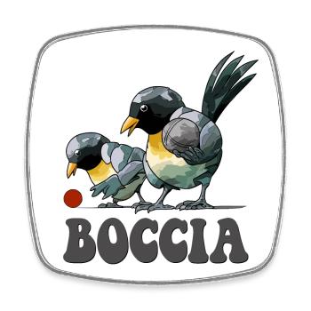 Bocciaspieler Vogel mit Boccia Kugeln Boccia - Viereckiger Kühlschrankmagnet - Weiß - Vorne