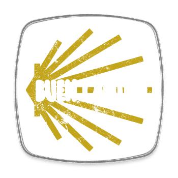 Buen Camino - Camino de Santiago - Pilgrimage - Santiago - Square fridge magnet - white - Front