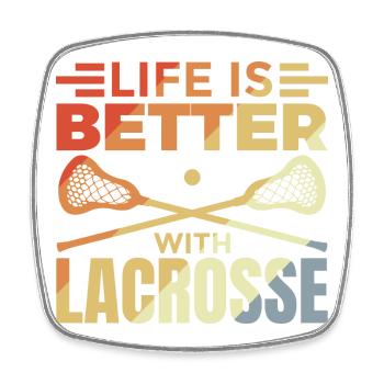 Vintage Lacrosse Slogan - Square fridge magnet - white - Front